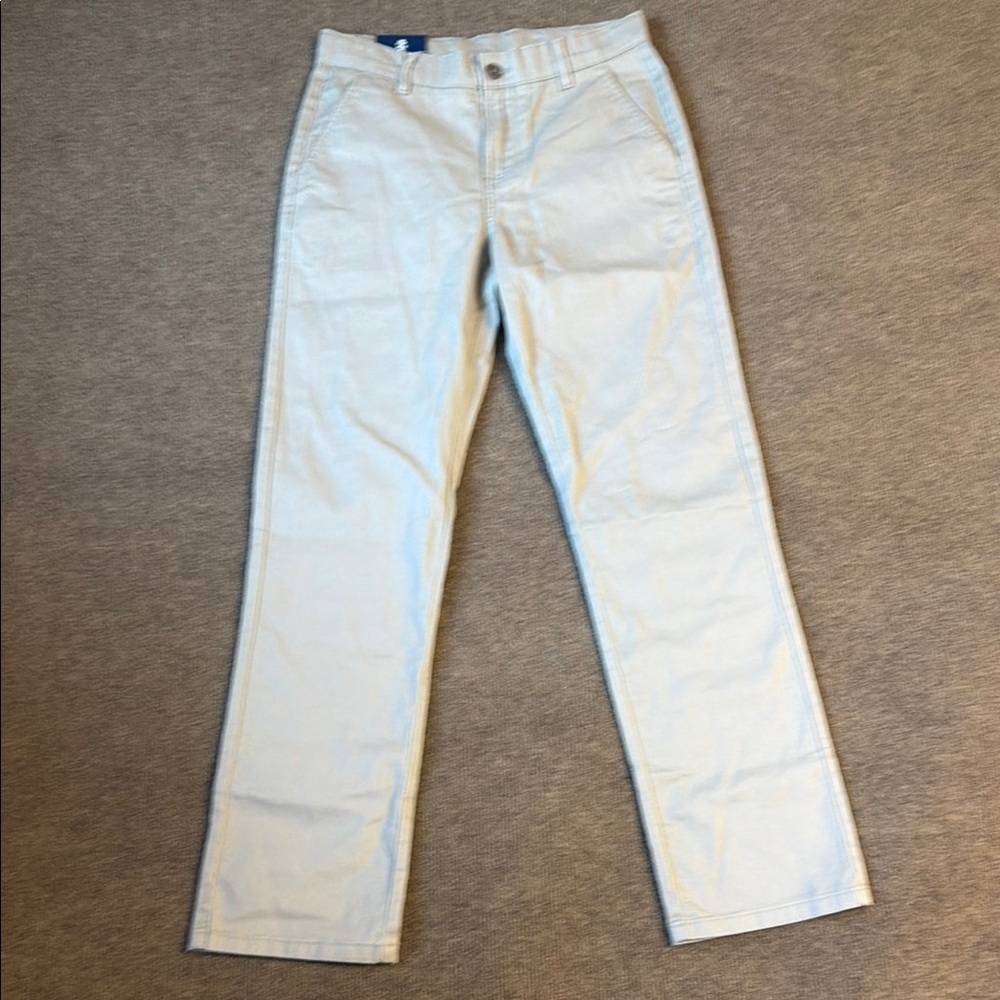 Izod Stretch Chino Pants Womens 16 Reg Khaki Wicking Non Iron Flat Front NWT